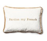 Riviera Maison Kussenhoes, Sierkussen met tekst en ruches - RM Pardon My French, Kussensloop 65x45 - beige