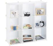 Relaxdays vakkenkast 9 vakken - roomdivider kunststof - open boekenkast - steekverbinding wit