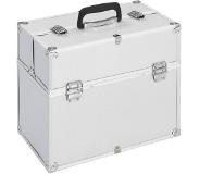 vidaXL Make-up koffer 37x24x35 cm aluminium zilverkleurig