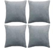 vidaXL Sierkussenhoezen 40x40 cm velours grijs 4 st online kopen