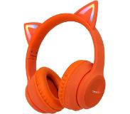 IMoshion Kids LED Light Cat Ear Bluetooth Headphones - Kinder koptelefoon - Draadloze koptelefoon + AUX kabel - Oranje