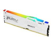 Kingston Fury Beast RGB White - Geheugen - DDR5 - 16 GB: 1 x 16 GB - 288-PIN - 6000 MHz / PC5-48000 - CL40 - 1.35V - Intel XMP 3.0 - On-die-ECC - wit