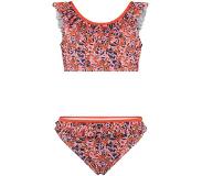B.NOSY crop bikini met ruches zalmroze Meisjes Gerecycled polyester All over print - 134/140