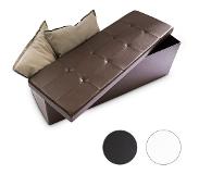 Relaxdays Zitbank met opslagruimte - 114cm - kunstleer - opslagkist - bankje opvouwbaar bruin