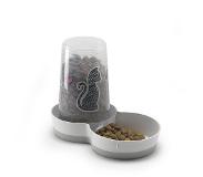 Moderna Voer-Drinksilo Cats In Love - Kattenvoerbak - 27.4x15.3x21.2 cm 1500 ml Wit
