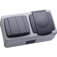 Makel Schakel-/stopcontact combinatie Makel 36064208 plus IP44 Grijs