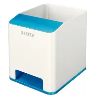 Leitz WOW Sound Pennenbakje Duokleur Wit, Blauw 9 x 10 x 10,1 cm