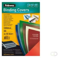 Fellowes dekblad Chromolux, karton, A4, voor draad- en plasticinbindmachines, rood, 250 g, 100 stuks