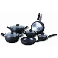 Royalty Line - 10-delige Forged Marble Coating pannenset - Zwart