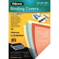 Fellowes dekblad pvc, transparant, A4, voor draad- en plasticinbindmachines, 300 µm, 100