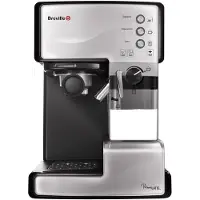 Breville PrimaLATTE, espressomachine, 1,5 liter, geschikt voor koffiekapsules en gemalen koffie, zwart, roestvrij staal