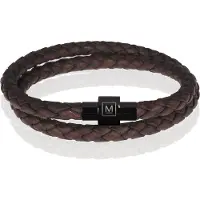 Memphis leren wrap armband Donkerbruin Zwart-21cm