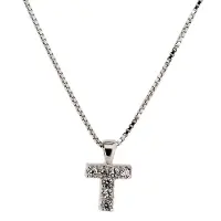 Orphelia Zilver Alphabet hanger met ketting 42 cm Zirconium