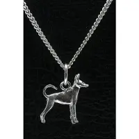 MOOYE ® - Collectie Zilveren Dwergpincher oren hoog staart ongecoupeerd ketting hanger - klein