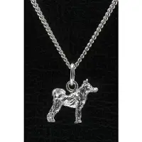 MOOYE ® - Collectie Zilveren Siberian husky staart op rug ketting hanger - klein