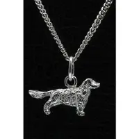 MOOYE ® - Collectie Zilveren Field spaniel met staart ketting hanger - klein