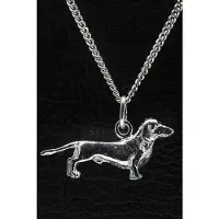MOOYE ® - Collectie Zilveren Teckel korthaar ketting hanger - groot