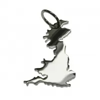 MOOYE ® - Collectie Zilveren Landkaart Engeland ketting hanger