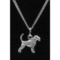 MOOYE ® - Collectie Zilveren Airedale terrier met staart ketting hanger - klein