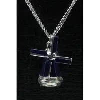 MOOYE ® - Collectie Zilveren Stellingmolen ketting hanger - rond blauw