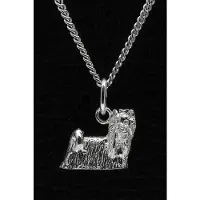 MOOYE ® - Collectie Zilveren Yorkshire terrier met staart - omkijk ketting hanger - klein
