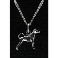 MOOYE ® - Collectie Zilveren Dobermann oren ongecoupeerd met staart ketting hanger - klein