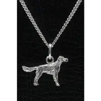 MOOYE ® - Collectie Zilveren Breton epagneul met staart ketting hanger - klein