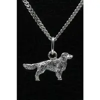MOOYE ® - Collectie Zilveren Irish red and white setter ketting hanger - klein