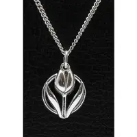 MOOYE ® - Collectie Zilveren Tulp in cirkel ketting hanger