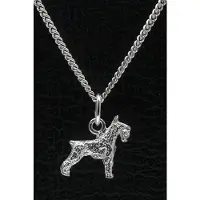 MOOYE ® - Collectie Zilveren Riesen schnauzer oren gecoupeerd ketting hanger - klein