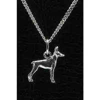 MOOYE ® - Collectie Zilveren Dwergpincher oren gecoupeerd ketting hanger - klein