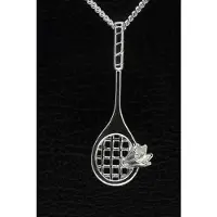 MOOYE ® - Collectie Zilveren Badminton ketting hanger - racket met shuttle