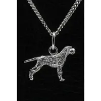 MOOYE ® - Collectie Zilveren Vizsla staande hond draadhaar met staart ketting hanger - klein