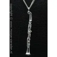MOOYE ® - Collectie Zilveren Klarinet groot ketting hanger