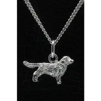 MOOYE ® - Collectie Zilveren Clumber spaniel met staart ketting hanger - klein