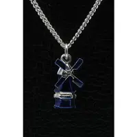 MOOYE ® - Collectie Zilveren Stellingmolen ketting hanger - zeskant blauw