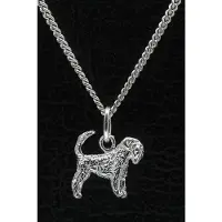 MOOYE ® - Collectie Zilveren Russian terrier zwart met staart ketting hanger - klein