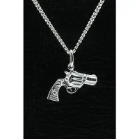 MOOYE ® - Collectie Zilveren Revolver zwaar ketting hanger