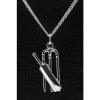 MOOYE ® - Collectie Zilveren Whicket met Cricket bat ketting hanger