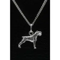 MOOYE ® - Collectie Zilveren Schnauzer middelslag oren ongecoupeerd ketting hanger - klein
