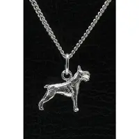 MOOYE ® - Collectie Zilveren Schnauzer middelslag oren gecoupeerd ketting hanger - klein