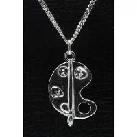 MOOYE ® - Collectie Zilveren Schilderspallet met losse kwast ketting hanger