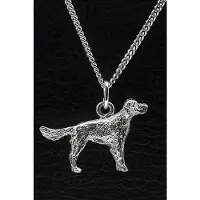 MOOYE ® - Collectie Zilveren Breton epagneul met staart ketting hanger - groot