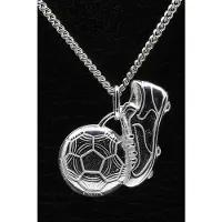 MOOYE ® - Collectie Zilveren Voetbalschoen ketting hanger - groot met bal