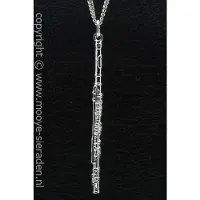 MOOYE ® - Collectie Zilveren Dwarsfluit groot ketting hanger