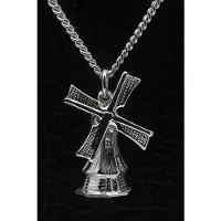 MOOYE ® - Collectie Zilveren Stellingmolen ketting hanger - achtkant klein