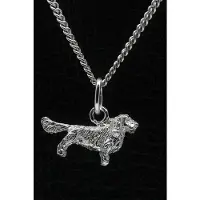 MOOYE ® - Collectie Zilveren Engelse springer spaniel met staart ketting hanger - klein