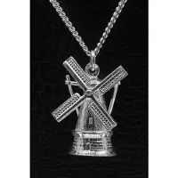 MOOYE ® - Collectie Zilveren Stellingmolen ketting hanger - rond massief