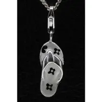 MOOYE ® - Collectie Zilveren Teenslipper witte zool hanger n bedel