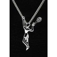 MOOYE ® - Collectie Zilveren Tennisspeler ketting hanger - groot